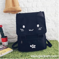 Canvas Backpack,Coofit Cartoon Cute Cat Casual Backpack Laptop Backpack School Travel Black Backpack Bag for Student Girls Women